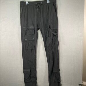 American Stitch Meijer Tactical Nylon Pants Mens XXL Black Cargo Drawstring